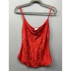 Vintage Daniela Cami Tank Womens Medium Red Floral Embossed USA‎